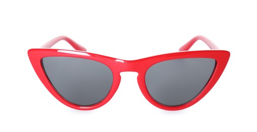 Photo of Beautiful retro red sunglasses isolated on white