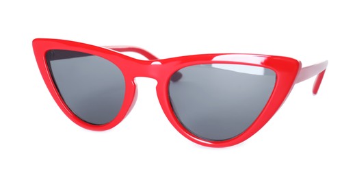 Photo of Beautiful retro red sunglasses isolated on white