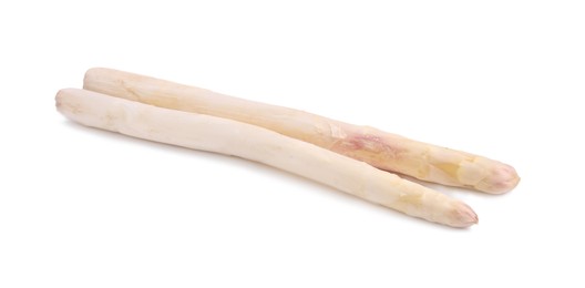 Photo of Two raw asparagus spears isolated on white