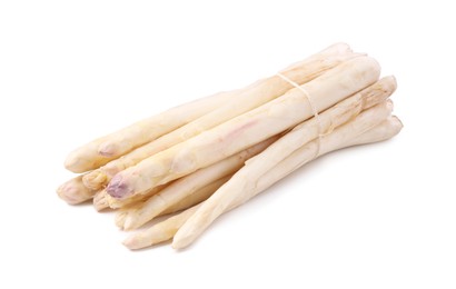 Photo of Bunch of raw asparagus spears isolated on white