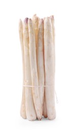 Photo of Bunch of raw asparagus spears isolated on white