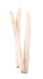 Photo of Three raw asparagus spears isolated on white