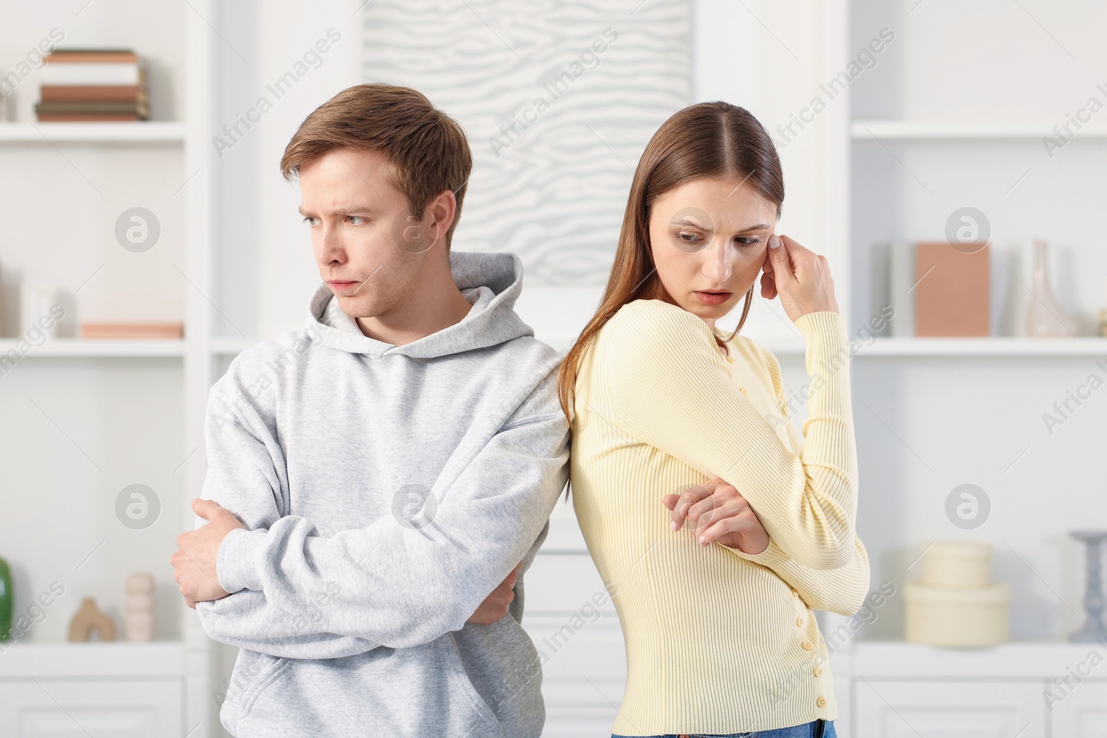 Woman and man having fight at home Photo of Woman and man having fight at home