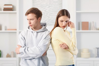 Photo of Woman and man having fight at home
