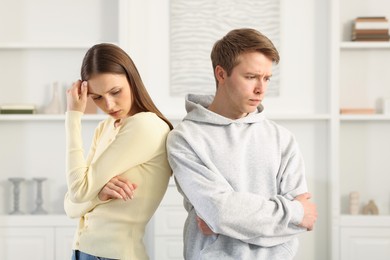 Photo of Woman and man having fight at home