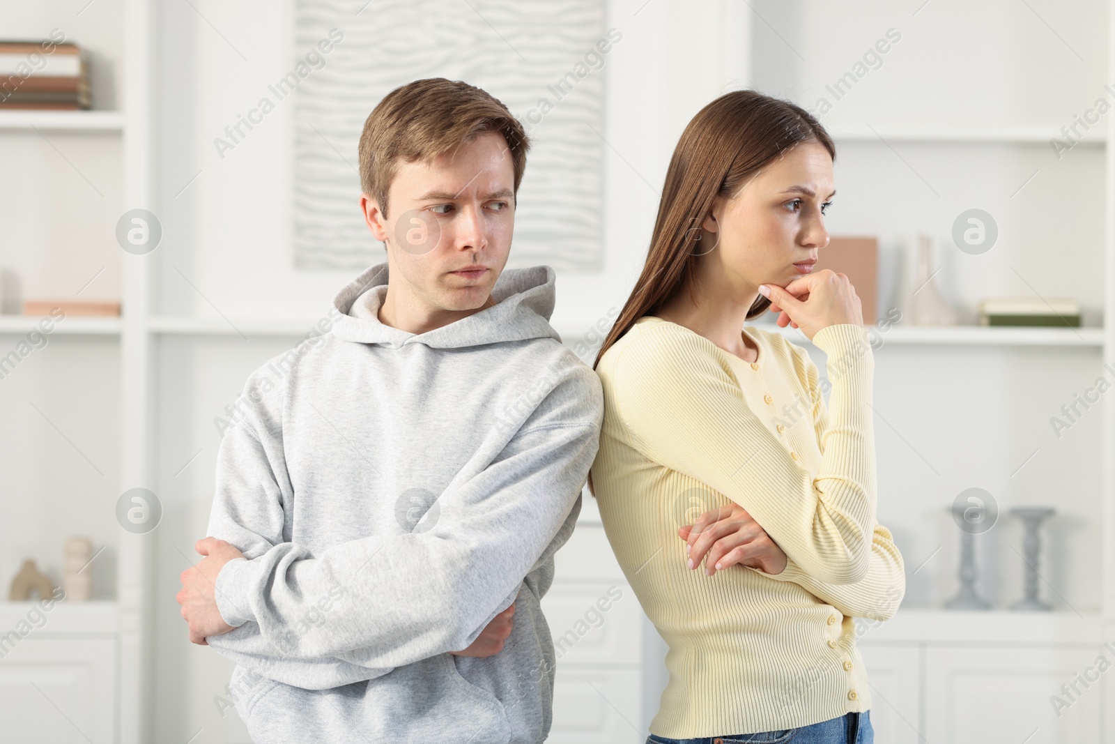 Woman and man having fight at home Photo of Woman and man having fight at home