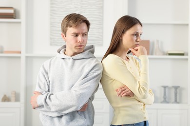 Photo of Woman and man having fight at home
