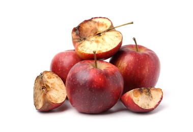 Photo of Spoiled apple and good ones isolated on white