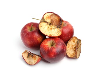 Photo of Spoiled apple and good ones isolated on white