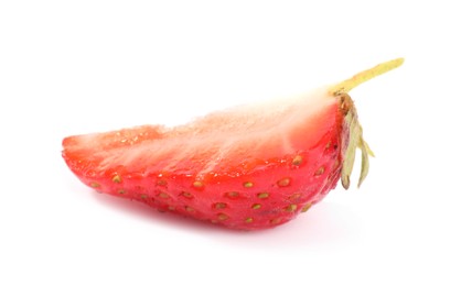 Photo of Piece of ripe strawberry isolated on white