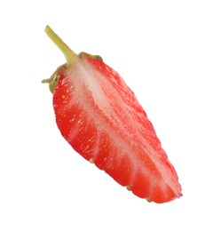 Photo of Piece of ripe strawberry isolated on white