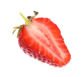 Photo of Piece of ripe strawberry isolated on white