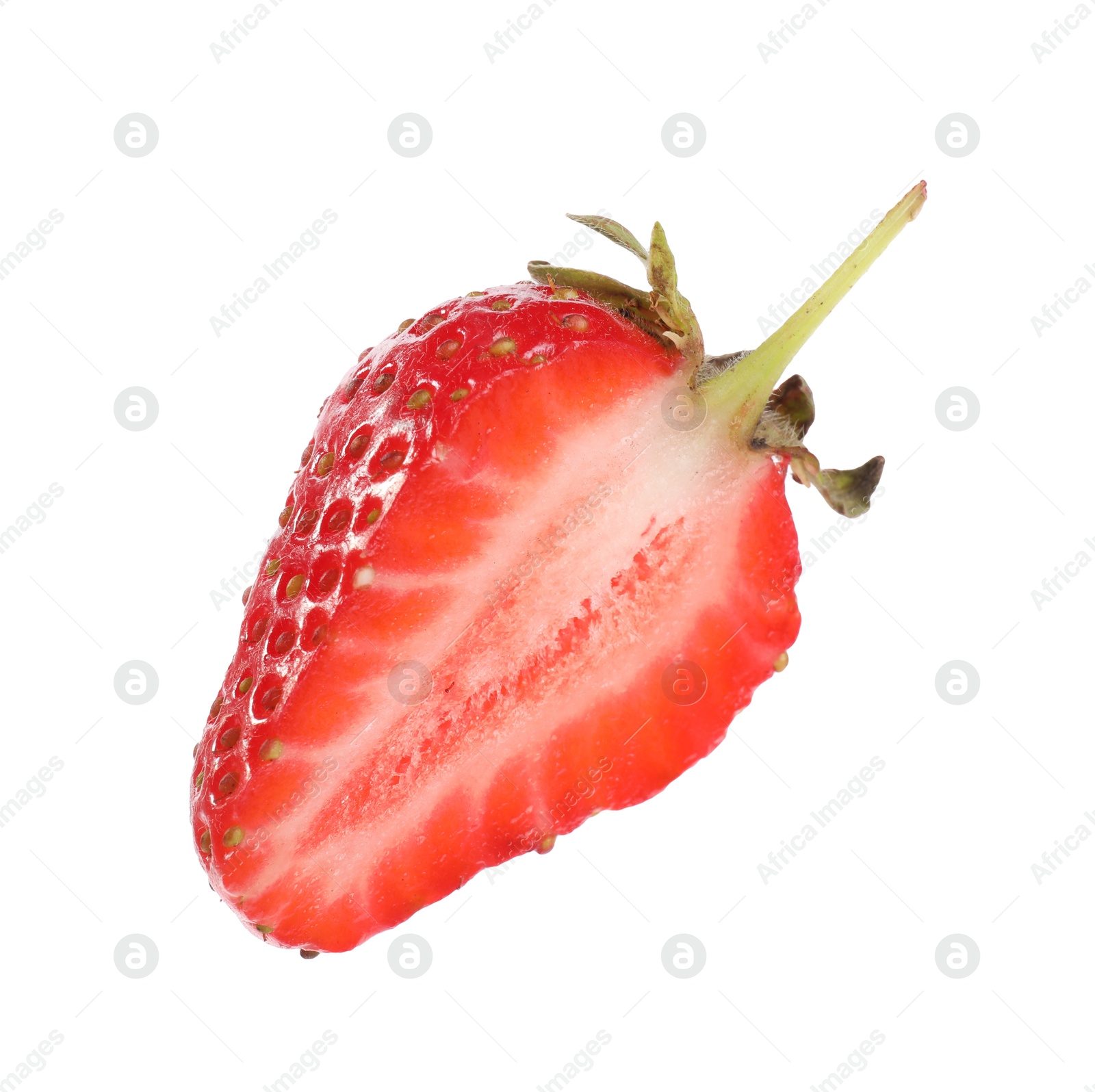 Piece of ripe strawberry isolated on white Photo of Piece of ripe strawberry isolated on white