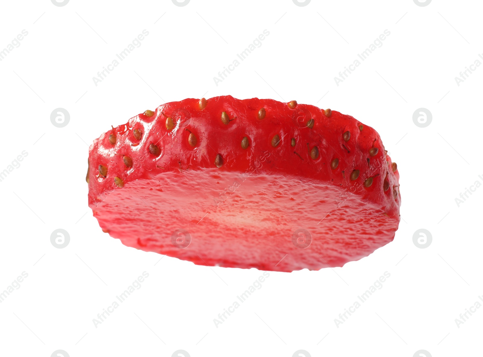 Piece of ripe strawberry isolated on white Photo of Piece of ripe strawberry isolated on white
