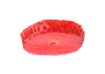 Photo of Piece of ripe strawberry isolated on white