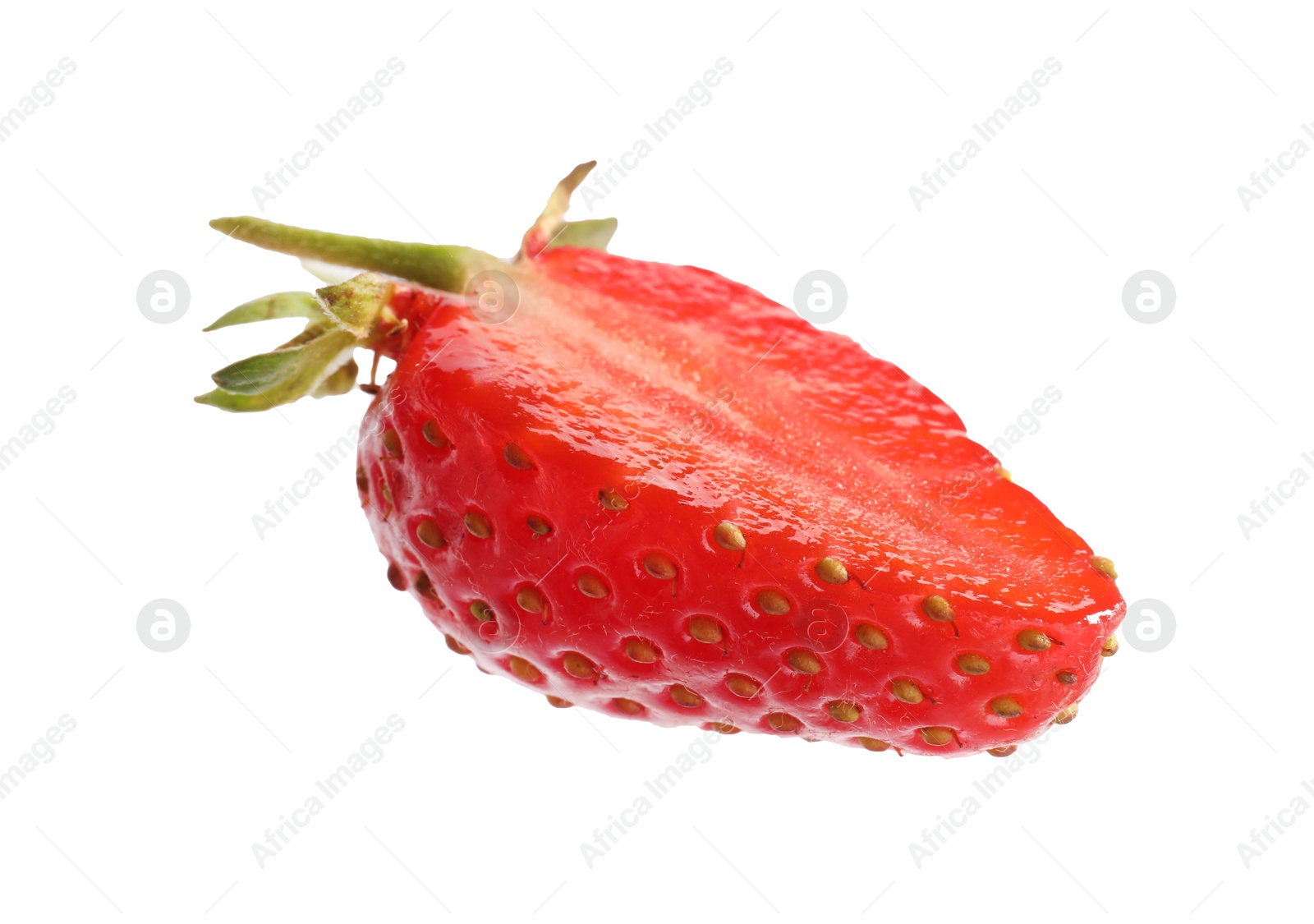 Piece of ripe strawberry isolated on white Photo of Piece of ripe strawberry isolated on white