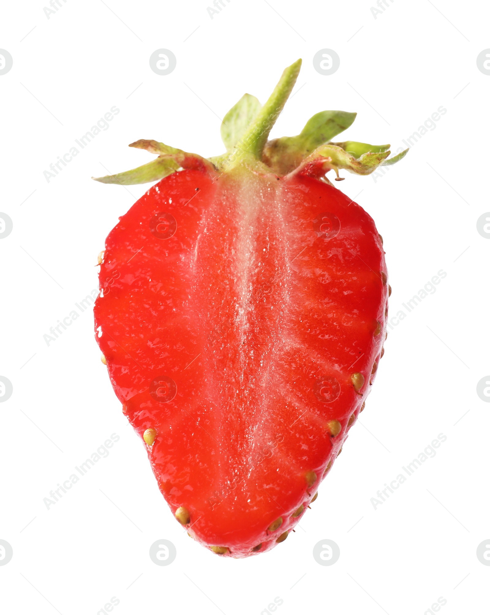 Piece of ripe strawberry isolated on white Photo of Piece of ripe strawberry isolated on white
