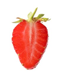Photo of Piece of ripe strawberry isolated on white