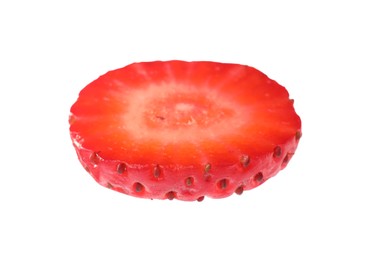 Photo of Piece of ripe strawberry isolated on white