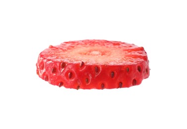 Photo of Piece of ripe strawberry isolated on white