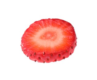Photo of Piece of ripe strawberry isolated on white