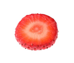 Photo of Piece of ripe strawberry isolated on white