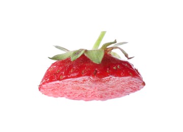 Photo of Piece of ripe strawberry isolated on white