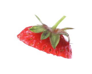 Photo of Piece of ripe strawberry isolated on white
