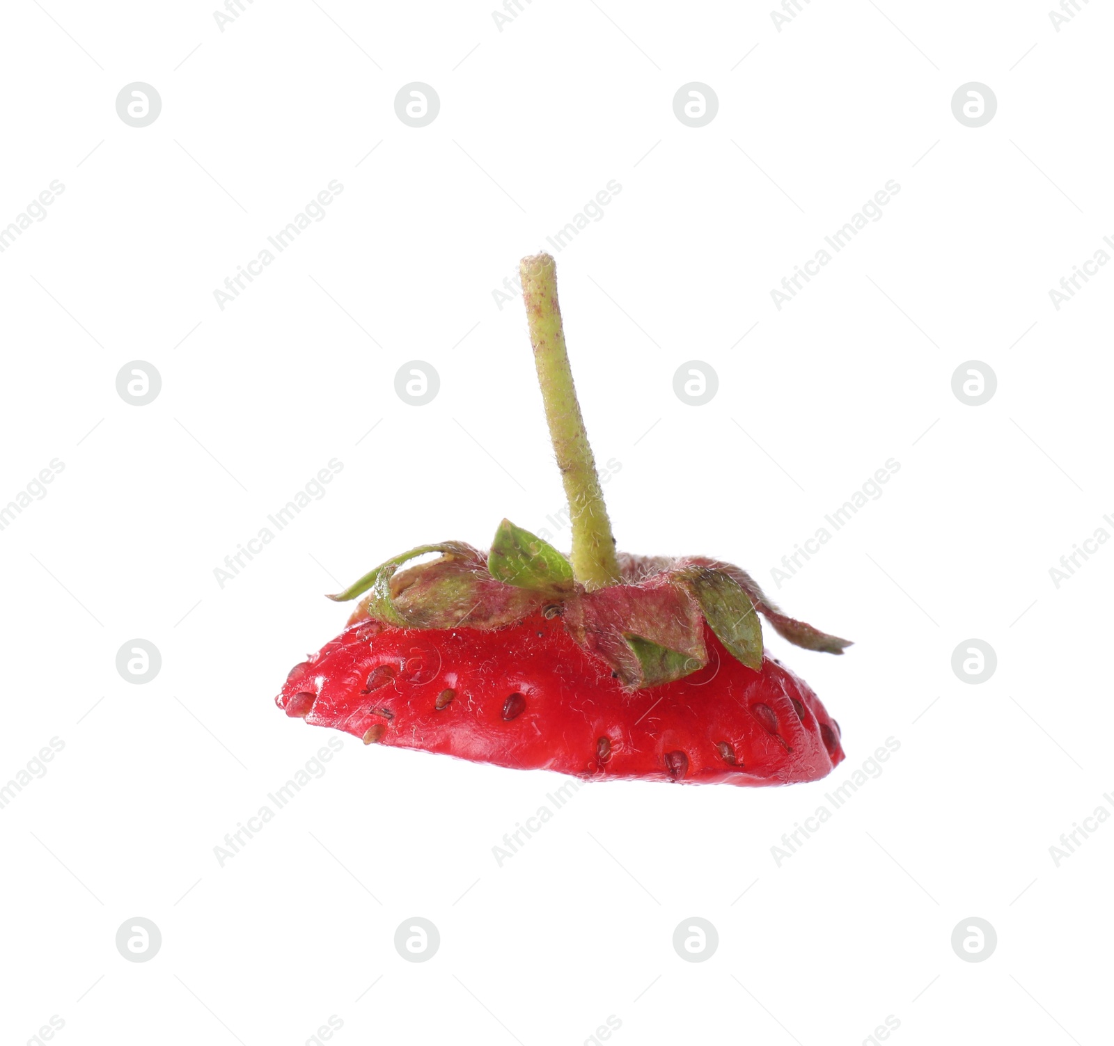 Piece of ripe strawberry isolated on white Photo of Piece of ripe strawberry isolated on white