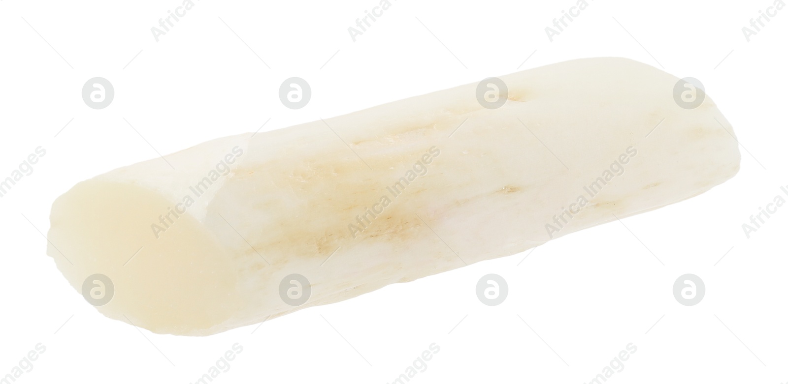 Piece of raw asparagus spear isolated on white Photo of Piece of raw asparagus spear isolated on white