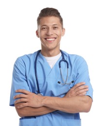 Photo of Portrait of medical student on white background