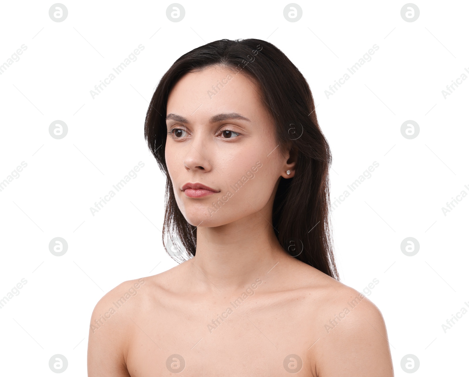 Cosmetology. Portrait of beautiful woman on white background Photo of Cosmetology. Portrait of beautiful woman on white background