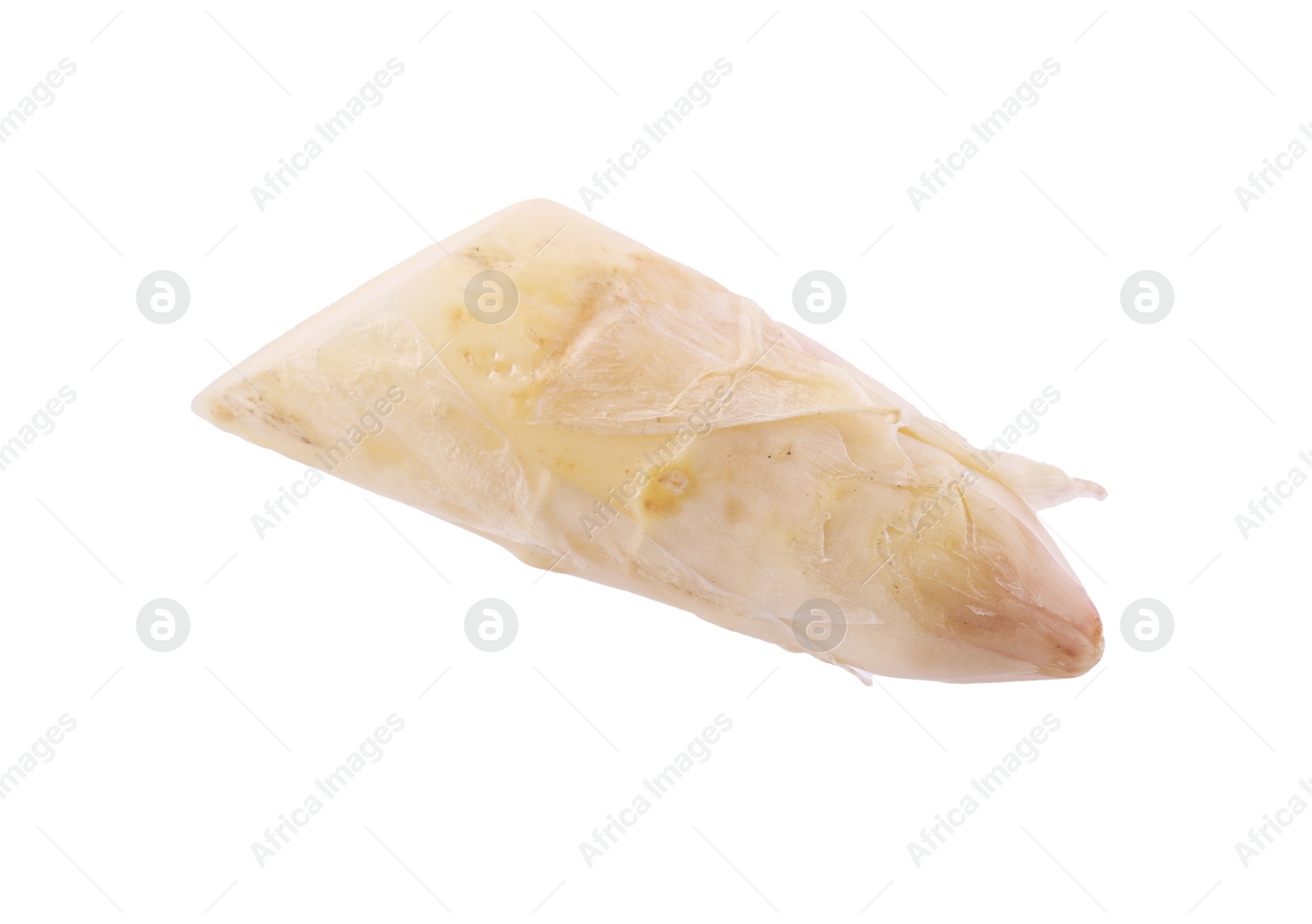 Piece of raw asparagus spear isolated on white Photo of Piece of raw asparagus spear isolated on white
