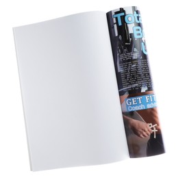 Photo of Open magazine isolated on white. Mockup for design