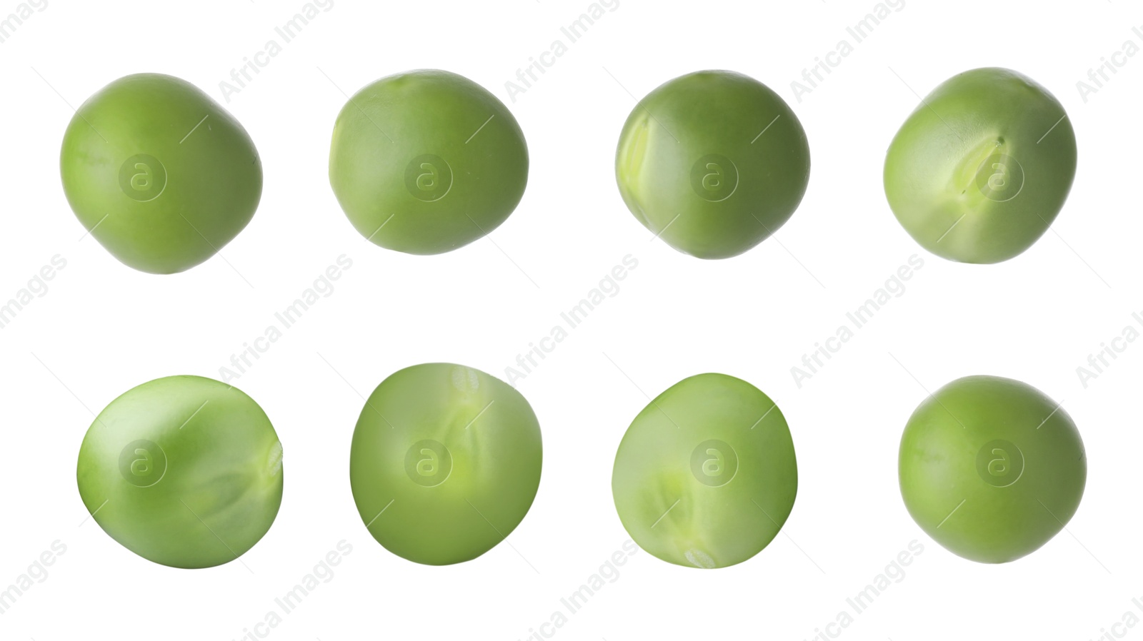 Fresh green peas isolated on white, set Image of Fresh green peas isolated on white, set