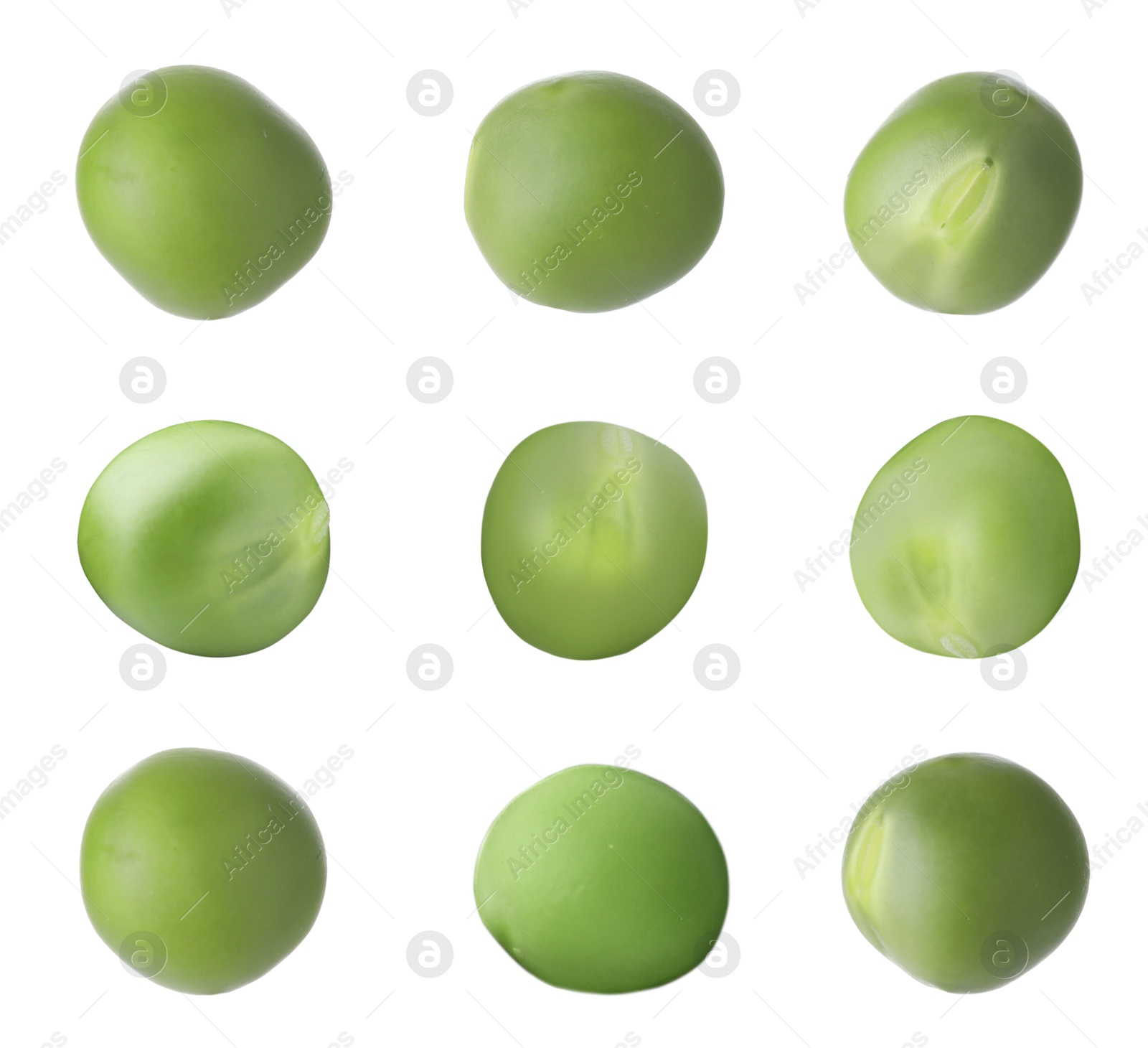Fresh green peas isolated on white, set Image of Fresh green peas isolated on white, set