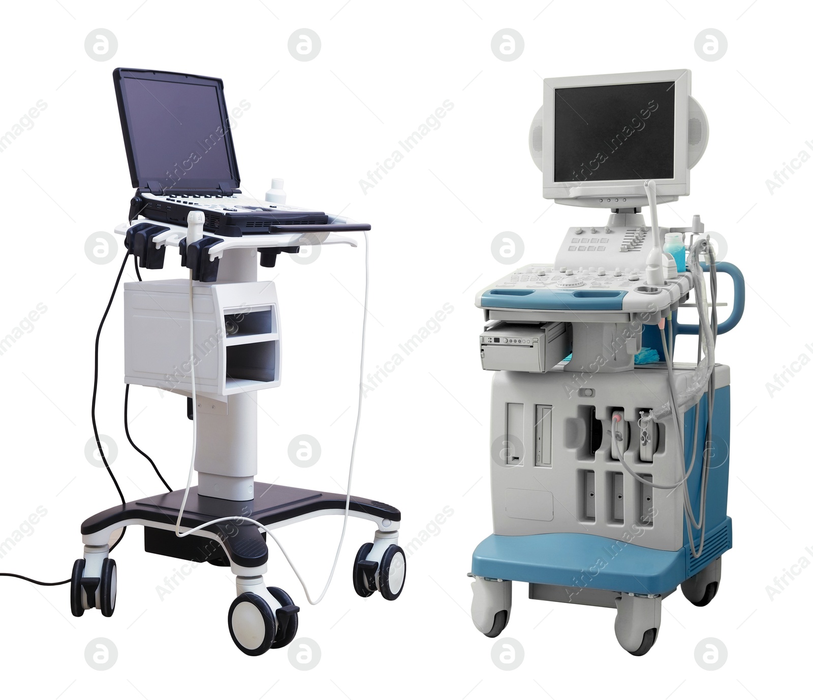 Ultrasound machines isolated on white. Medical equipment Image of Ultrasound machines isolated on white. Medical equipment
