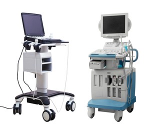Image of Ultrasound machines isolated on white. Medical equipment