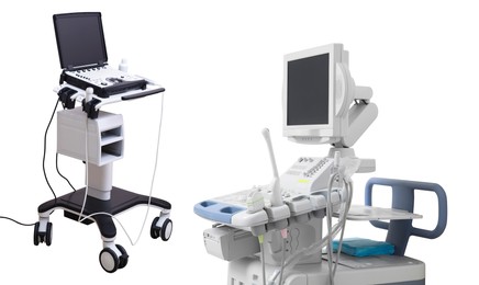 Image of Ultrasound machines isolated on white. Medical equipment
