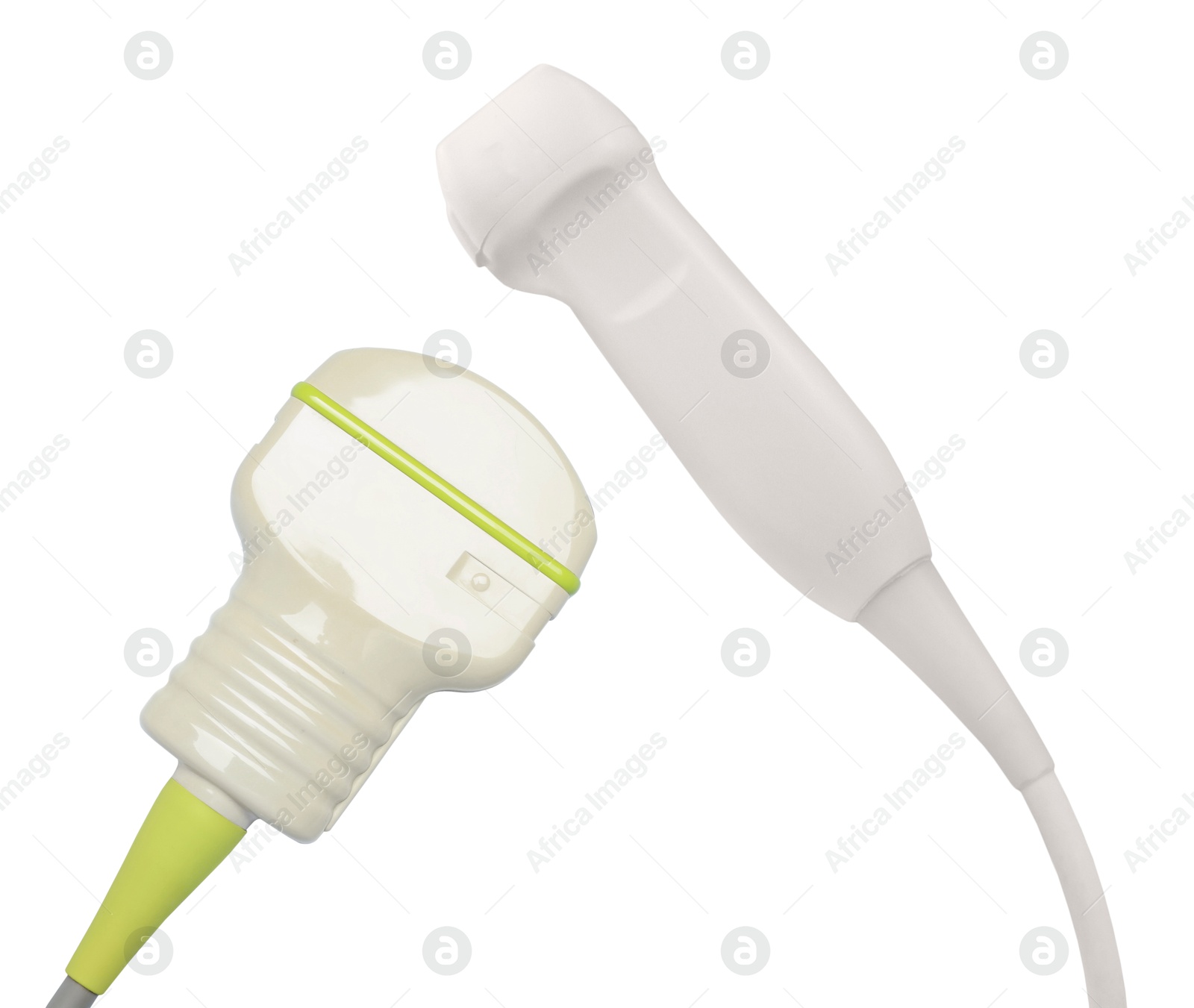Ultrasonic transducers isolated on white. Medical equipment Image of Ultrasonic transducers isolated on white. Medical equipment