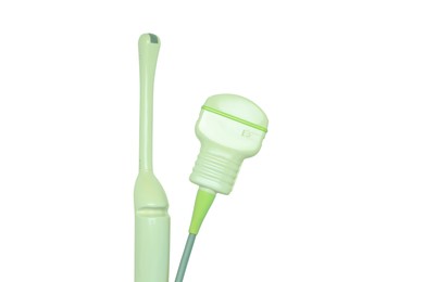 Image of Ultrasonic transducers isolated on white. Medical equipment