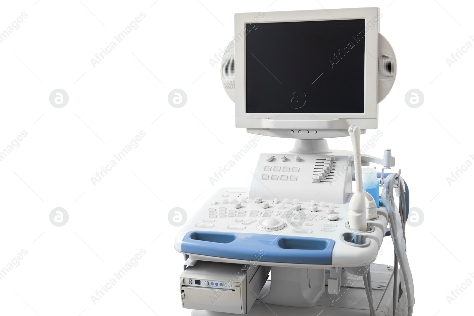 Ultrasound machine isolated on white. Medical equipment Image of Ultrasound machine isolated on white. Medical equipment