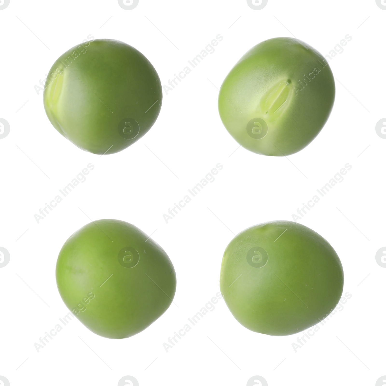 Fresh green peas isolated on white, set Image of Fresh green peas isolated on white, set