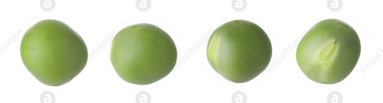 Fresh green peas isolated on white, set Image of Fresh green peas isolated on white, set