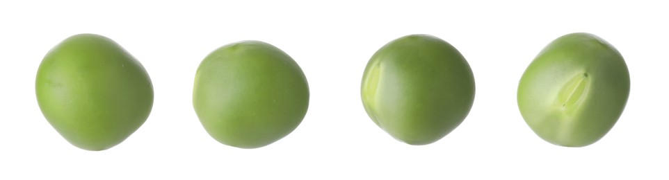 Image of Fresh green peas isolated on white, set