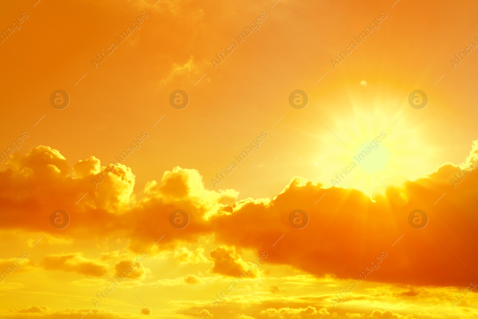 Orange sky with clouds during hot summer weather Image of Orange sky with clouds during hot summer weather