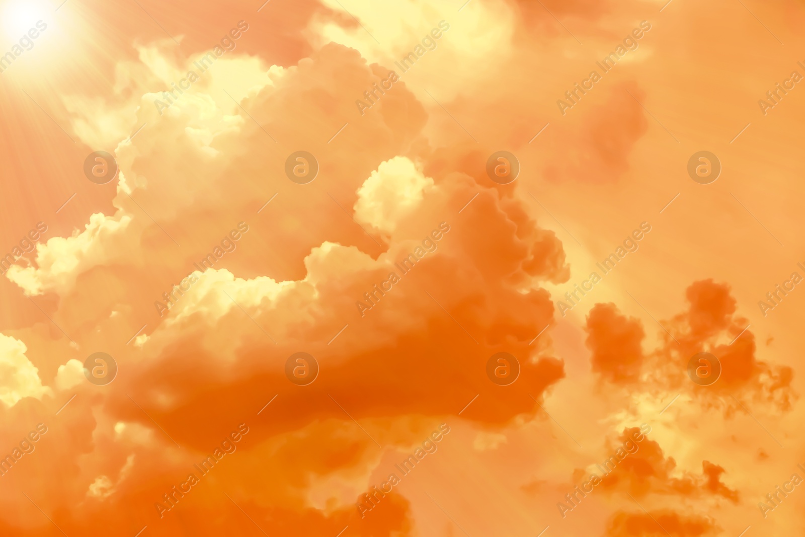 Orange sky with clouds during hot summer weather Image of Orange sky with clouds during hot summer weather