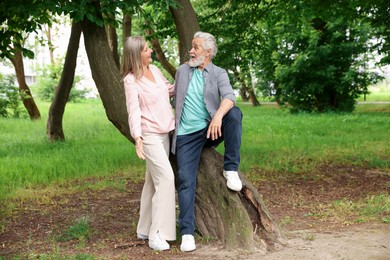 Photo of Lovely senior couple near tree in park