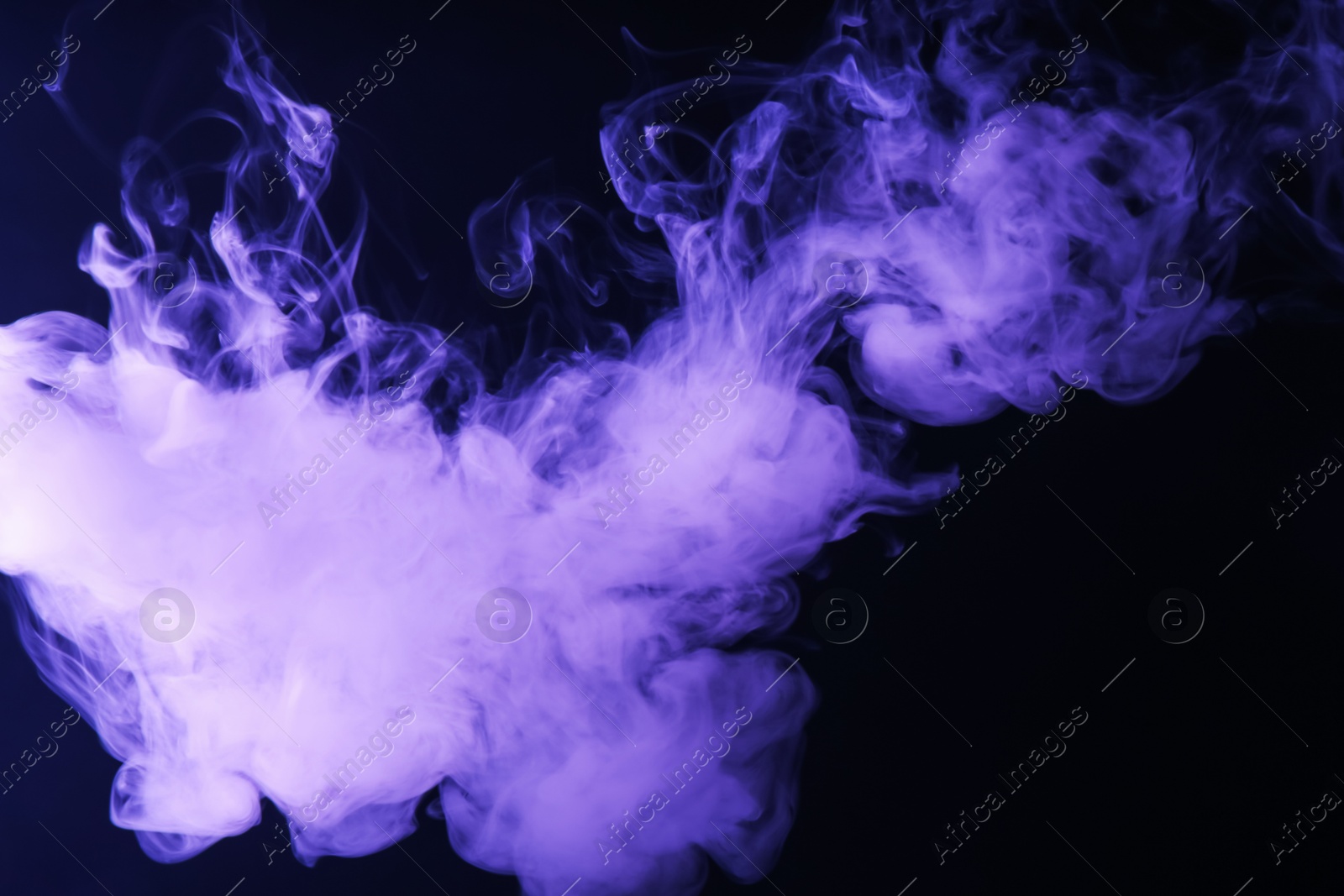 Hookah smoke in violet light on black background, closeup Photo of Hookah smoke in violet light on black background, closeup