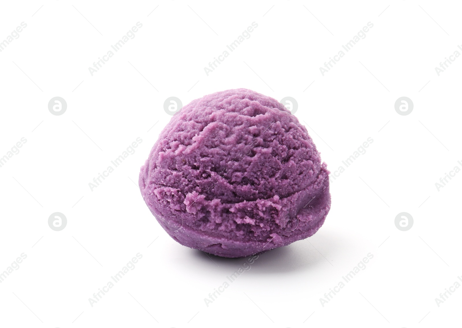 Ball of tasty blueberry sorbet isolated on white Photo of Ball of tasty blueberry sorbet isolated on white